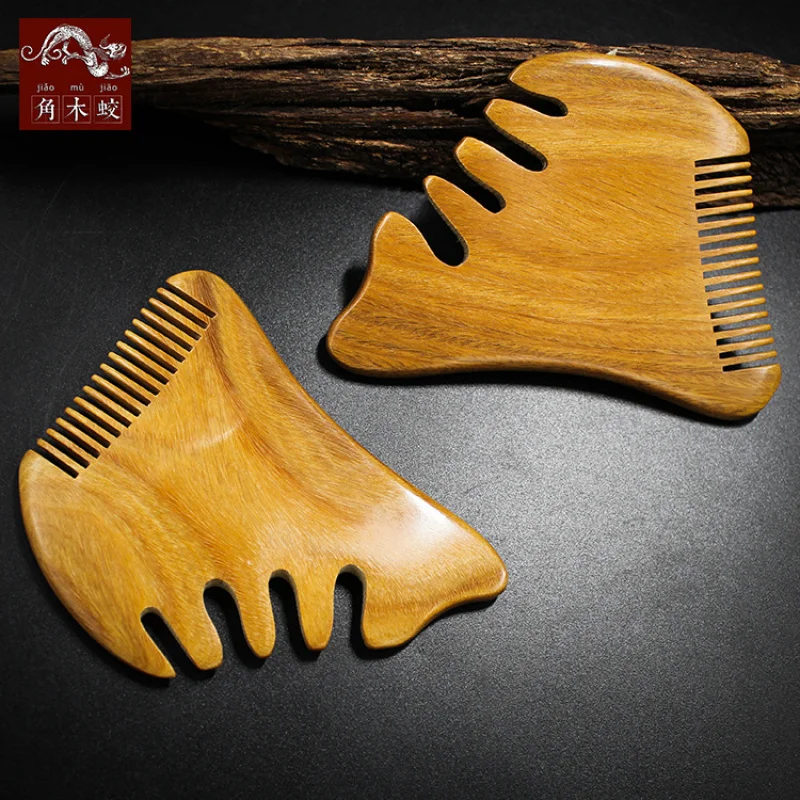 

Расческа из зеленого сандалового дерева, расческа из цельного дерева с частыми зубьями, маленькая расческа с частыми зубьями, расческа «ин-янь», расческа для бороды