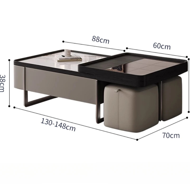 Mesa de centro de diseño de almacenamiento, Mesa auxiliar rectangular de diseño de lujo de estilo moderno, muebles de salón de Centro ahorradores de espacio de diseño