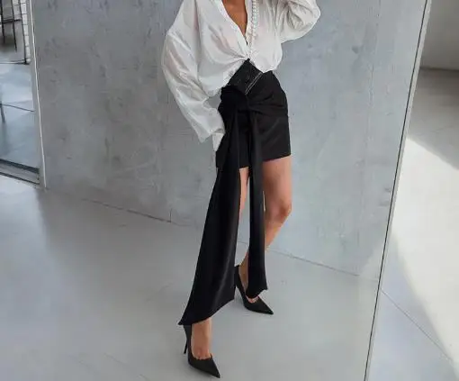 

Summer Design, Loose and Fashionable Half Skirt, French Classic Ladies' Temperament, High Waisted Lace Up Commuting Short Skirt