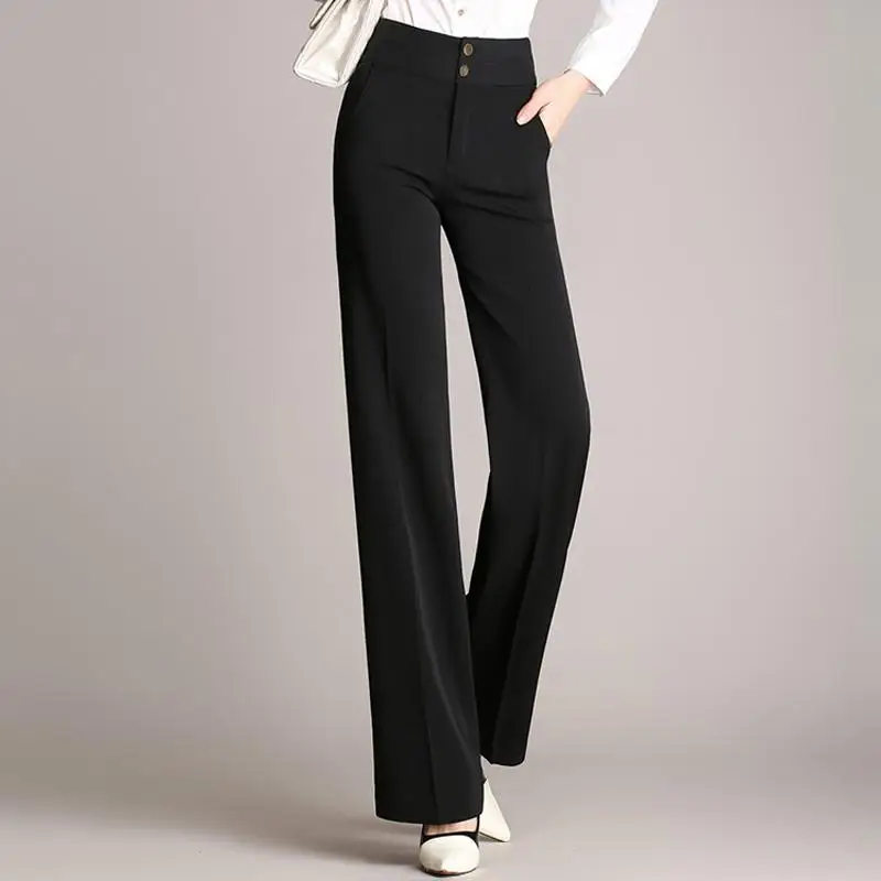 High Waist Office Travel Wide Leg Pants Trousers for Women In Solid Colors Perfect for Spring and Autumn