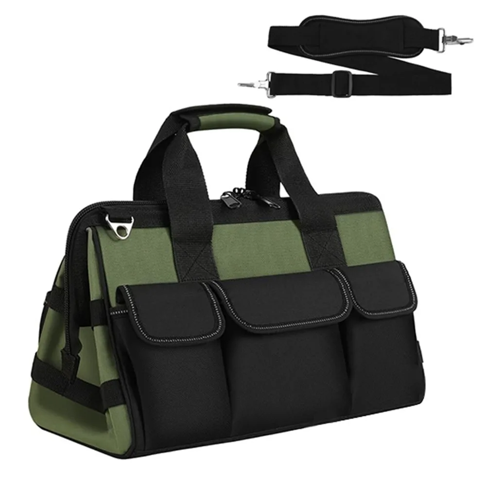 15'' Large Capacity Portable Tool Kit 16 Pockets with Shoulder Strap Heavy Duty Tool Organizer Wear-resistant Waterproof