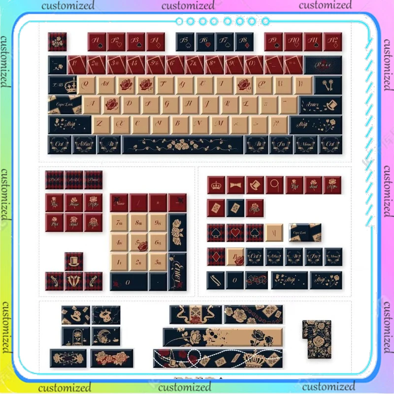 Beperkt Tot Originele Avit Red Poker Keycaps, Op Maat Gemaakte Kersen Sterk Gesublimeerd Pbt-Materiaal, Complete Set Keycaps