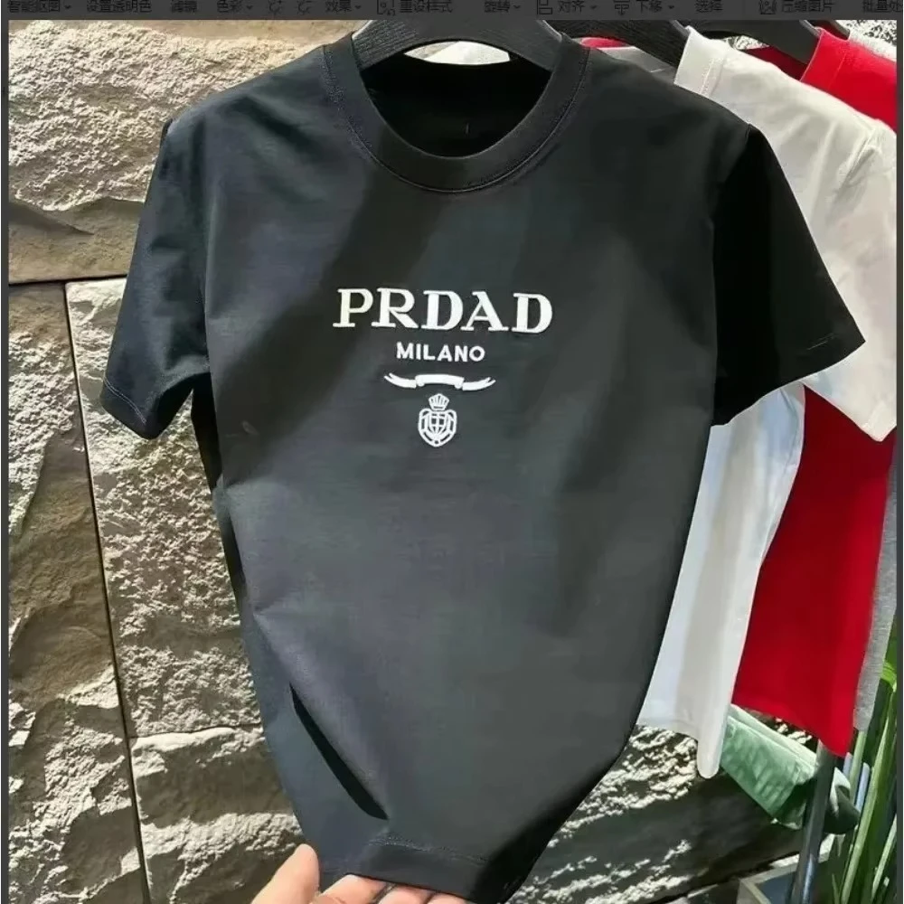 

2025 новейшая популярная высококачественная свободная хлопковая футболка большого размера с короткими рукавами, женская летняя повседневная футболка с круглым вырезом и принтом ins