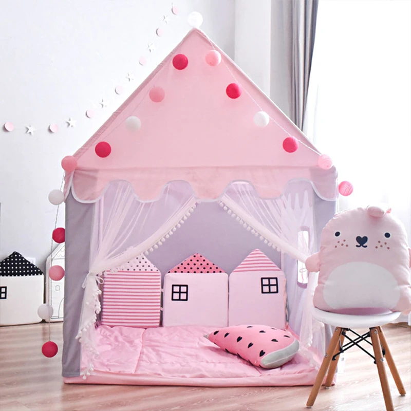 Portable Kids Tent Indoor Outdoor Tent Princess Castle Kids Play House Children's Entertainment Game House Child Room Decor