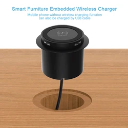 QI Fast Wireless Charger Pop-up Desktop Embedded Fast Wireless Charger With USB Port 30W Universal For Iphone Xiaomi Smartphone