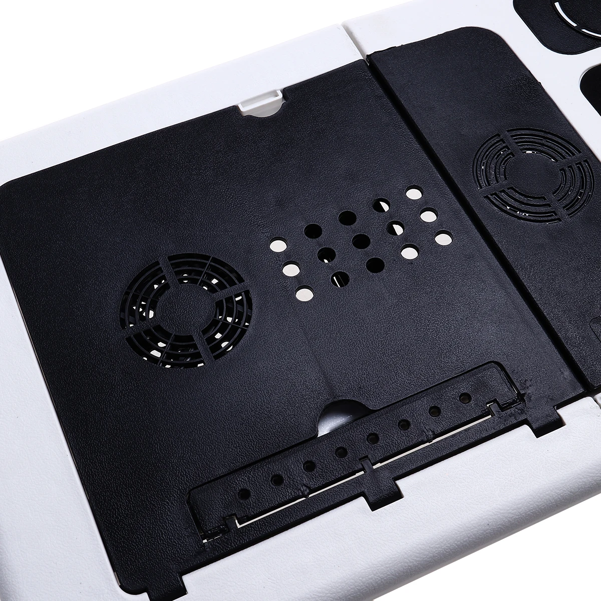 

Dual Fan Laptop Cooler with Adjustable Height 0-31Cm Angle 0-70 Foldable Desk for Bed Sofa Couch Use Black White