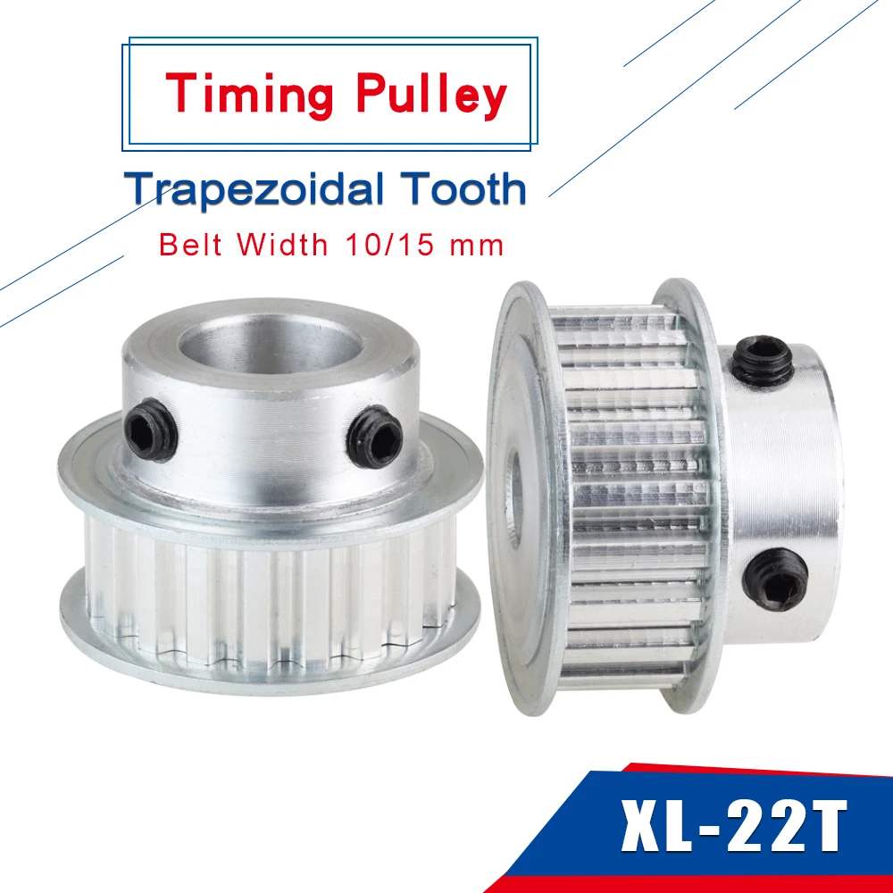 XL22T Alloy Pulley Trapezoidal Tooth Pulley Wheel Teeth Pitch 5.08mm Bore 6/8/10/12/14/15/16/17 mm  For Belt Width 10/15 mm