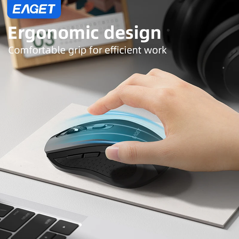 Eaget Wireless Mouse Bluetooth 5.2 Rechargeable/Replacement Battery Mouse 1600 DPI Silent Click For Laptop PC Gaming Accessories