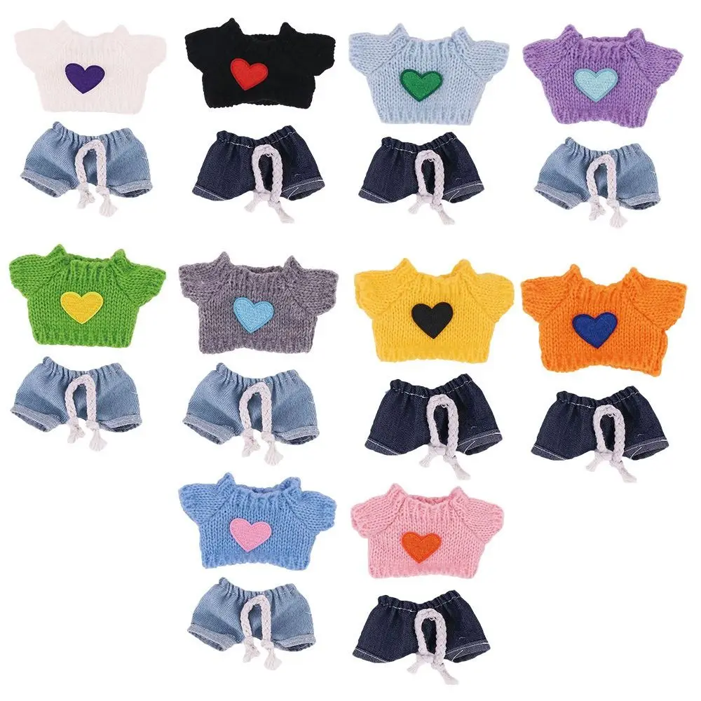 أزياء متعدد الألوان ملابس دمى استبدال DIY لمجموعات الدمى اليدوية سترة الجينز مجموعات دمية القطن