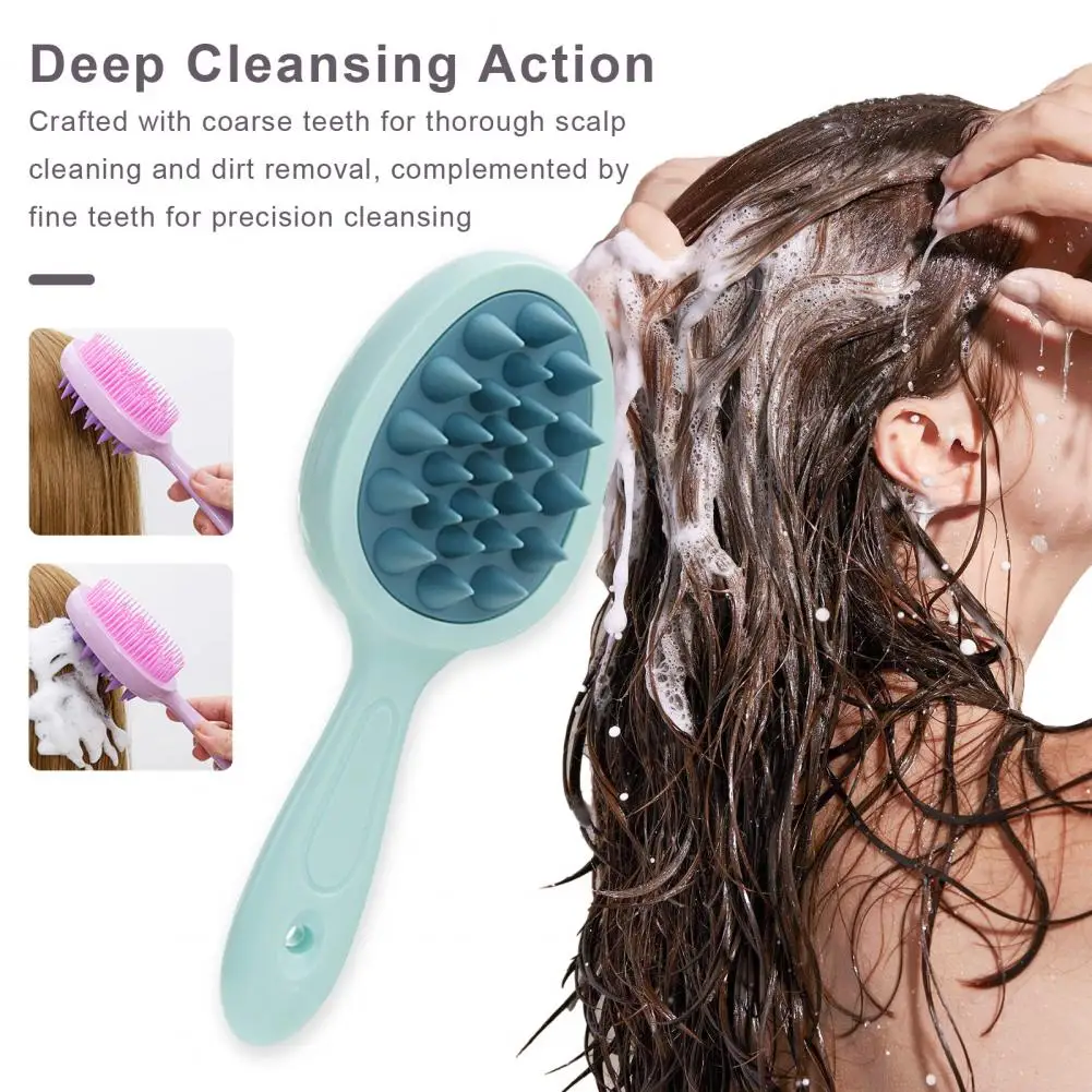 18.5cm Shampoo Brush Double-sided Toothed Long Handle Scalp Massage Wet Dry Hair Detangling Comb Hair Cleaning Body Scrubber