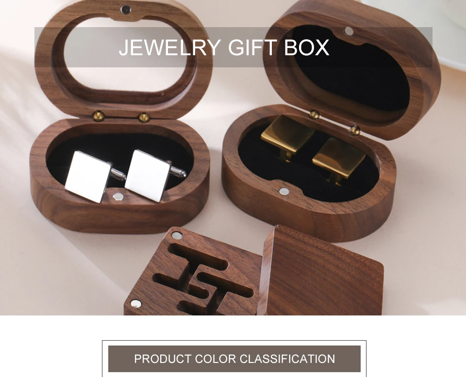 My Shape Wooden Box for Brooch Cufflinks Earrings Jewelry Gift Box Jewelry Packaging Box for Ceremony Wedding Proposal Ring New