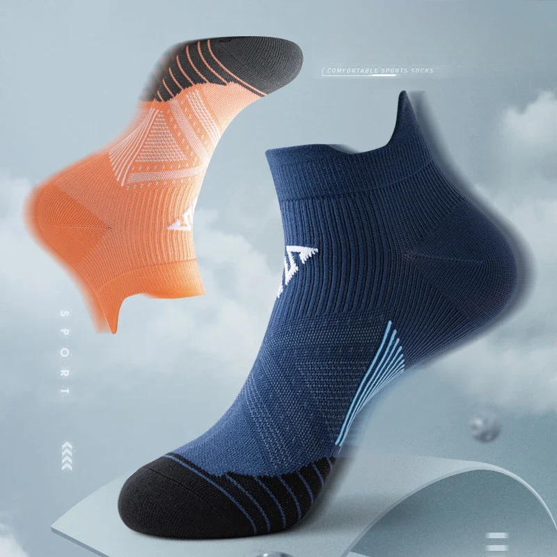 Marathon Running Socks for Men Women Cycling Sports Socks Gym Fitness Thickened Cushioned Short Tube Low Cut Boat Ankle Socks