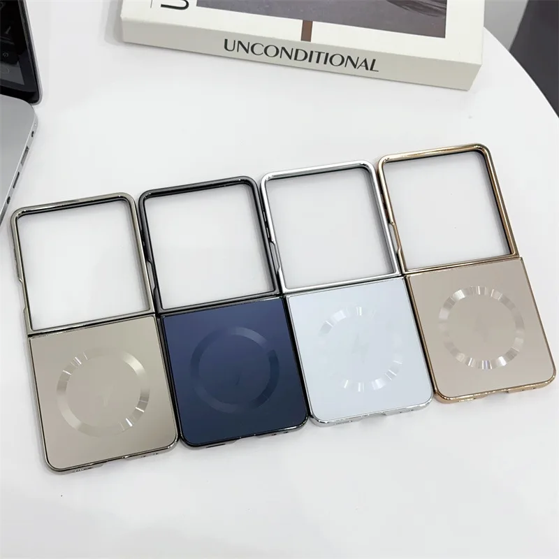 Electroplate Matte for Magsafe Magnetic Phone Case for Samsung Galaxy Z Flip 7 6 5 4 Flip7 FE Wireless Charging Protective Cover