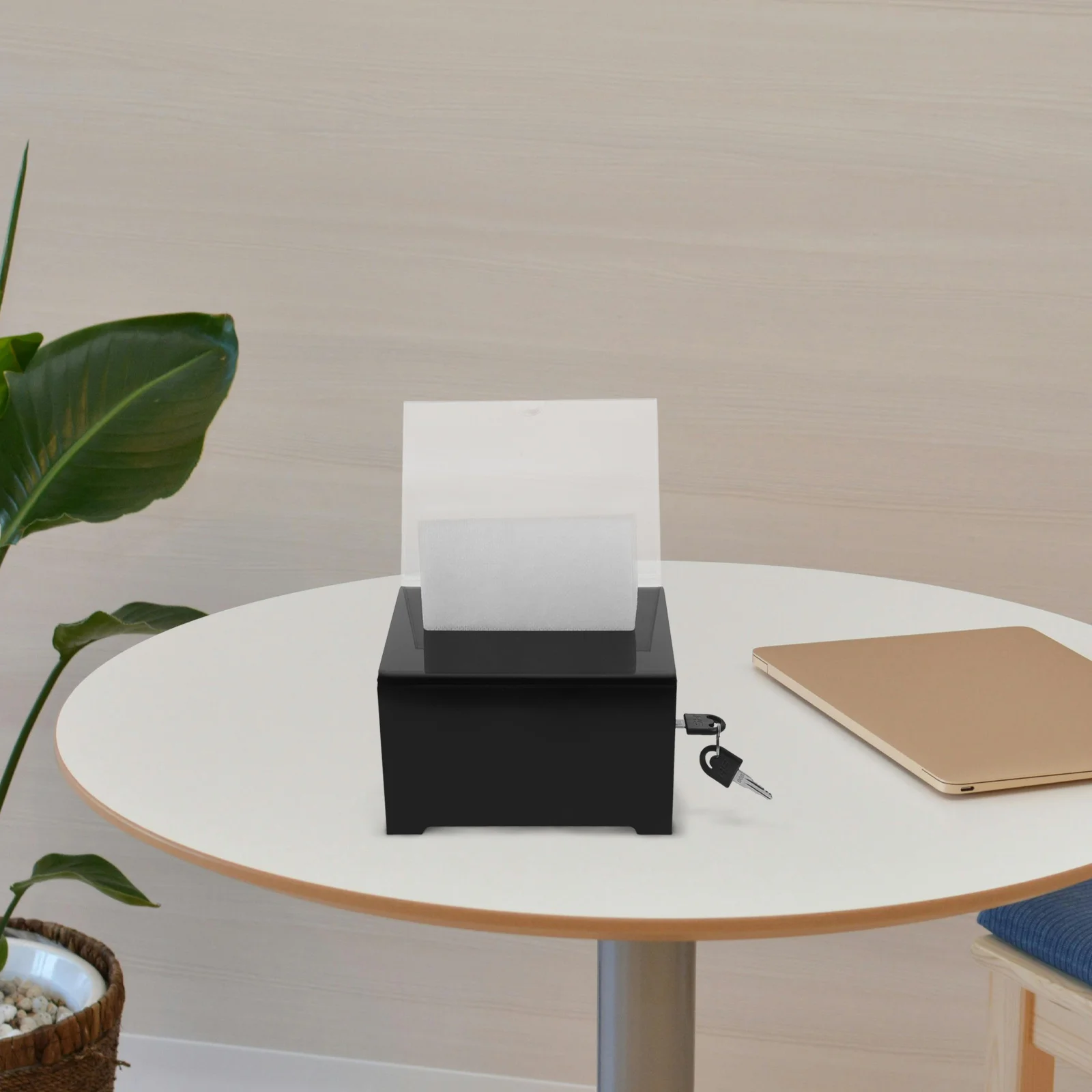 

1pc Donation Box Clear Acrylic Suggestion Box With Lock For Voting Ballot Collection Letter Storage Fundraising Container