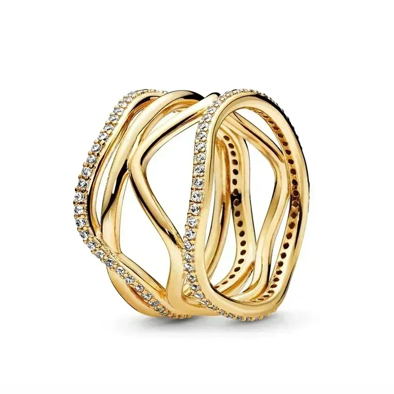 

New 925 sterling silver gold ring exquisite sparkling luxury heart-shaped crown ring women's jewelry fashion holiday gift
