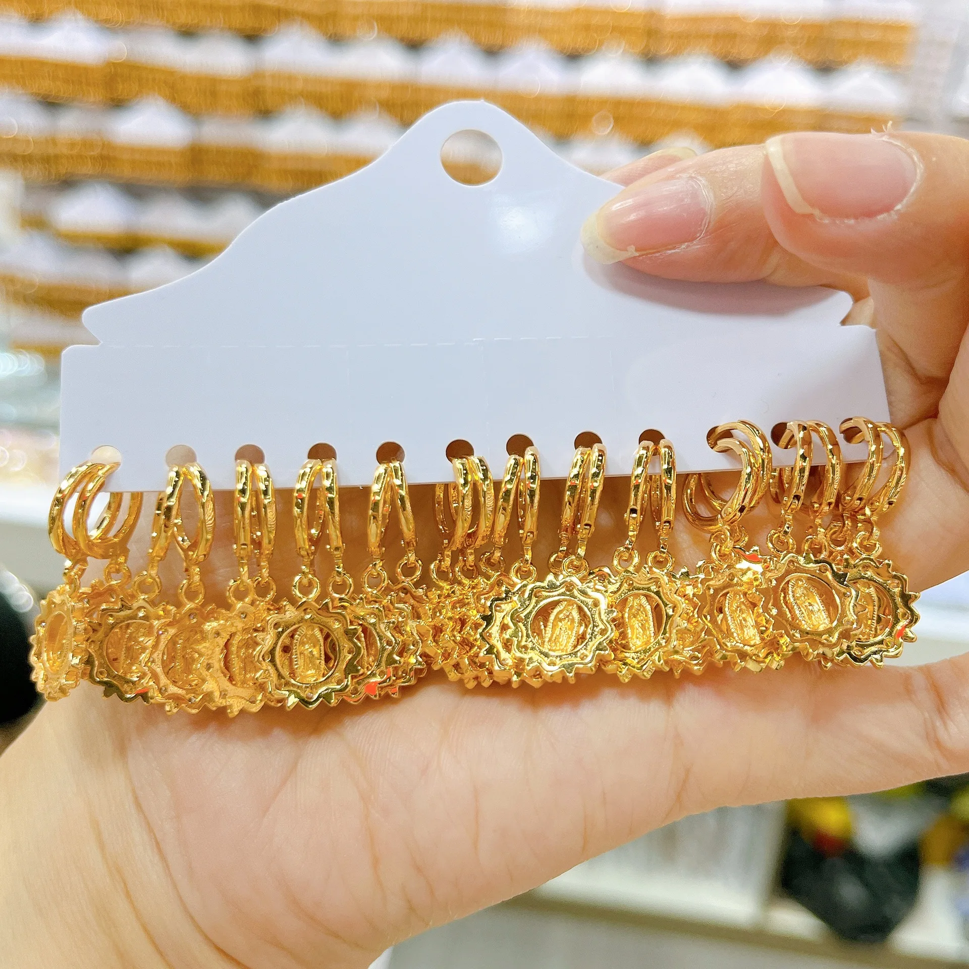 12Pairs Women's Fashion Drop Earrings Brass Electroplated with Micro-Set Zirconia Wedding Gift Jewelry Accessories