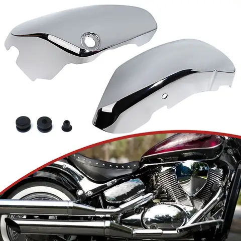 Motorcycle Chrome Left Right Battery Side Cover Fairing Protector For Suzuki Boulevard Voluisa C50 VL400 VL800 2005-2017