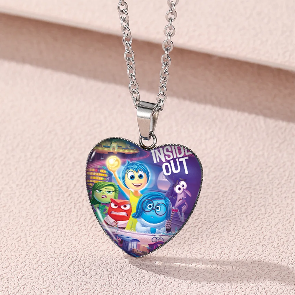 Disney Inside Out 2 Necklace Cartoon Character Anger Disgust Fear Anxiety Envy Joy Ennui Sadness Cute Accessories Gifts