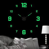 Large 3D Wall Clock Luminous Classic Wall Clocks DIY Digital Clock Wall Watches Stickers Silent Clock for Home Living Room Table