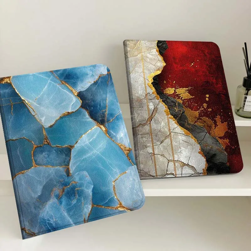 

Blue Agate Gold Veins Tablet Case For Samsung Tab Galaxy S6 S11 A A7 A8 A9 A11 10.1 10.4 10.5 Plus Lite Gift