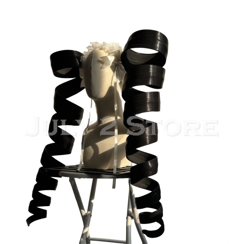 

disfraz adulto Yasuhiro Taeko Cosplay Wig Gothic Handmade Danganronpa Celestia Spiral Twin-Tail Wig Ponytail Custom Carnival Out