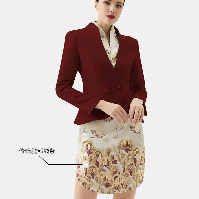 Flight Attendant Uniform Summer Professional Dress Women's Dress Welcome Etiquette Cheongsam Work Uniform