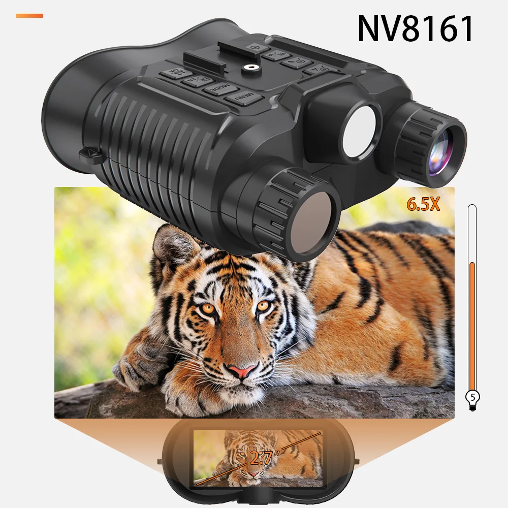 NV8161การมองเห็นได้ในเวลากลางคืนกล้องสองตาแบบสวมหัวสำหรับ8X 36MP วิดีโอ4K ซูมดิจิตอล IR/แสงสีขาวสำหรับการล่าสัตว์กลางคืน