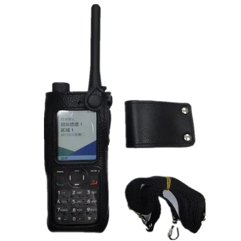 Two Way Radio Leather Digital Intercom, Rotating Buckle, Protective Cover, Walkie Talkie, HP700, HP680, HP780