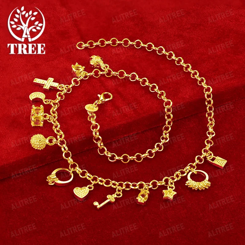 

Fine 18k Gold Ring/Key/Lock/Moon/Star Pendant Necklace For Men Women Party Fashion Charm Classic Zircon Jewelry Birthday Gift