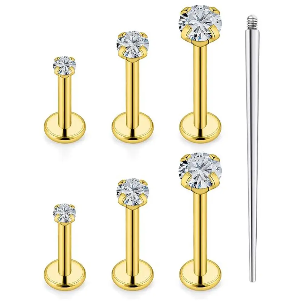 7Pcs Set Piercing Jewelry Stainless Steel Labret Lip Rings Different Size Tragus Nail Conch Cartilage Forward Helix Earring