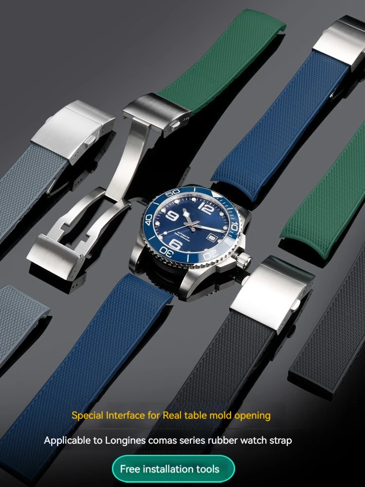 21mm High Quality Silicone Rubber Watchband for Longines hydroconquest L3 Conquest Sports Diving Watch Strap Black Blue Green