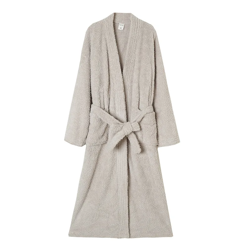 Robe kimono de pelúcia de lã feminina, pijama alongado grosso, moda inverno, roupão de flanela, confortável e grosso, roupa de dormir