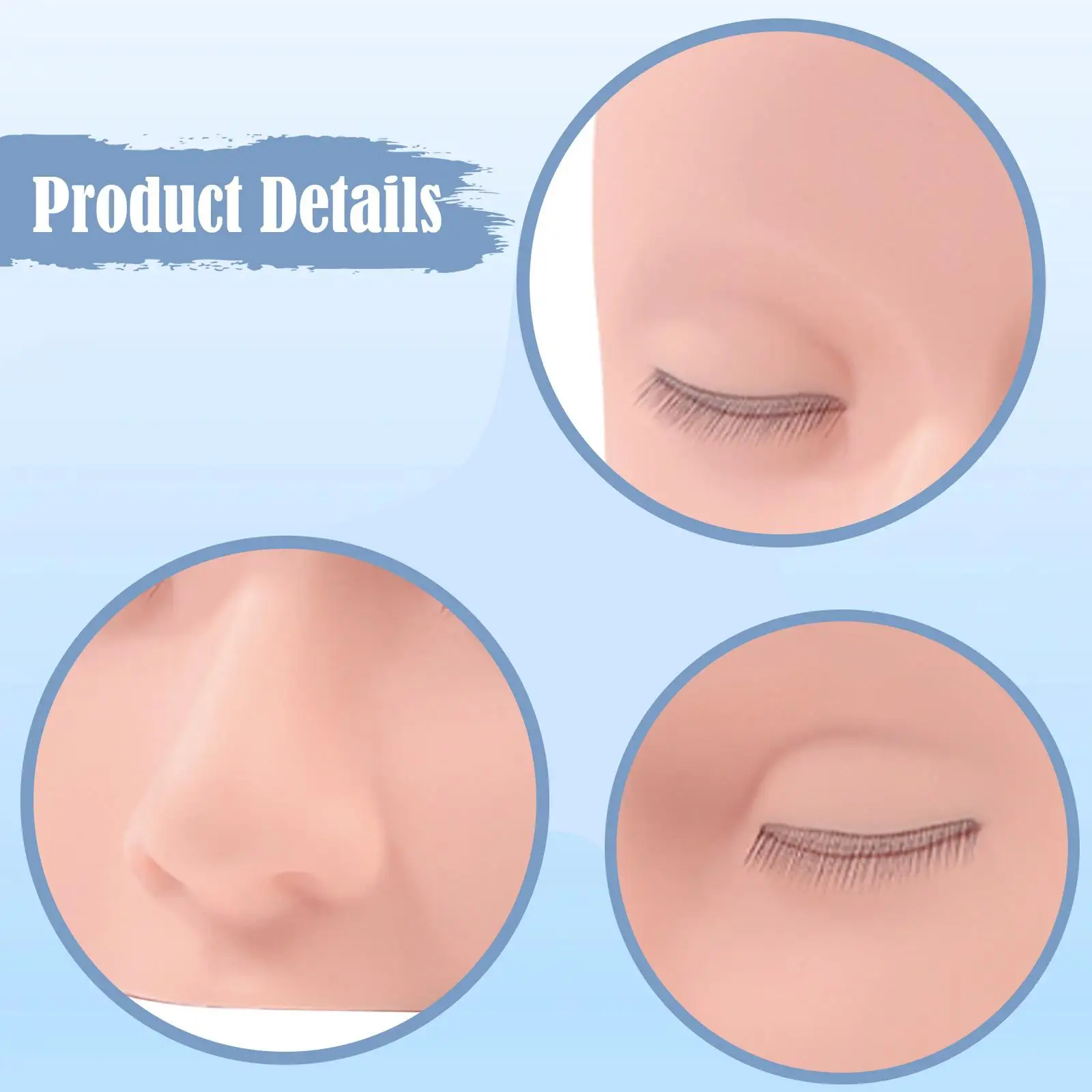 Cabeza de maniquí de pestañas, maniquí de pestañas, entrenamiento de maquillaje para principiantes, cosmetología, estudiantes, aplicación de maquillaje profesional, artistas