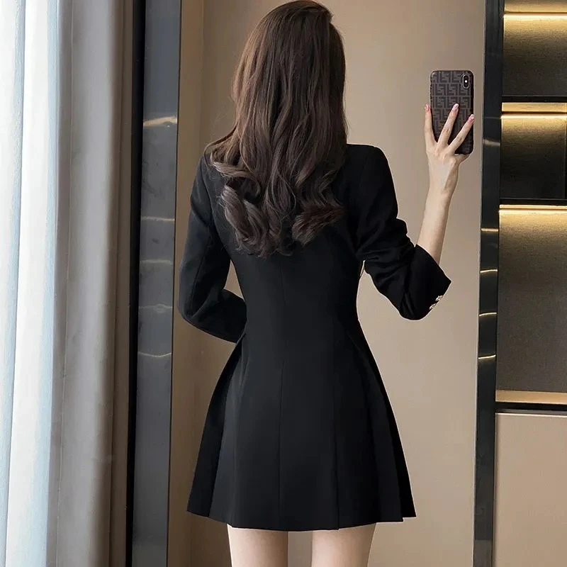 Red Suit Dress For Women Spring And Autumn 2024 New High Waist Double Breasted Temperament Goddess Commuting Professional Dress