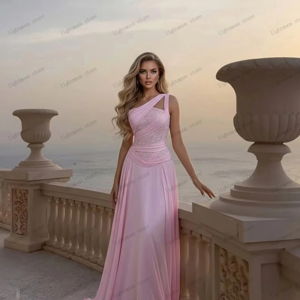 

Vintage Evening Dresses A Line Chiffon Prom Dress Lace Appliques Sleeveless Backless Robes Charming Vestidos De Gala Customized