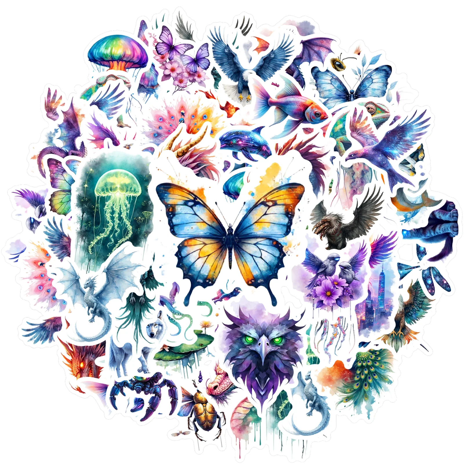 35pcs-50pcs Lovely Mythical Creatures Stickers Detailed Ocean Stickers Stickers For Guitar Laptop Helmet