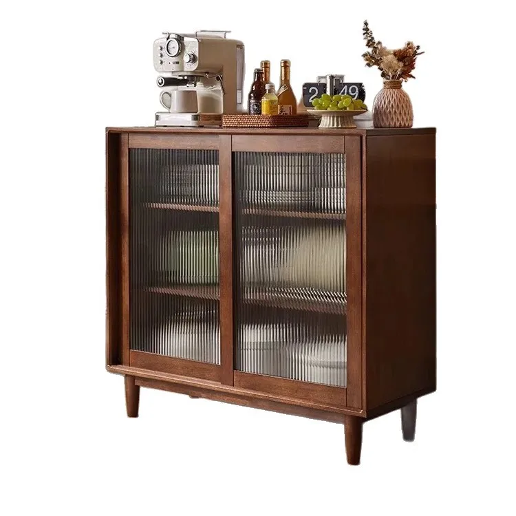 

Side cabinet solid wood integrated dust glass door storage cabinet antique solid wood storage cup rack