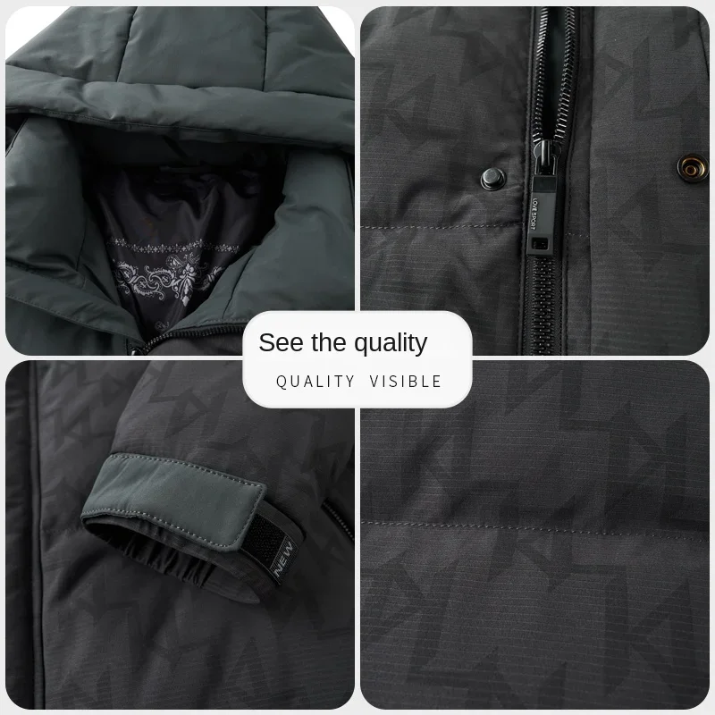 Men's Winter Short Down Jacket Designer Clothing Luxury Short Jacket Super Filled Goose Down Warm Heating Thick Hooded Jacket