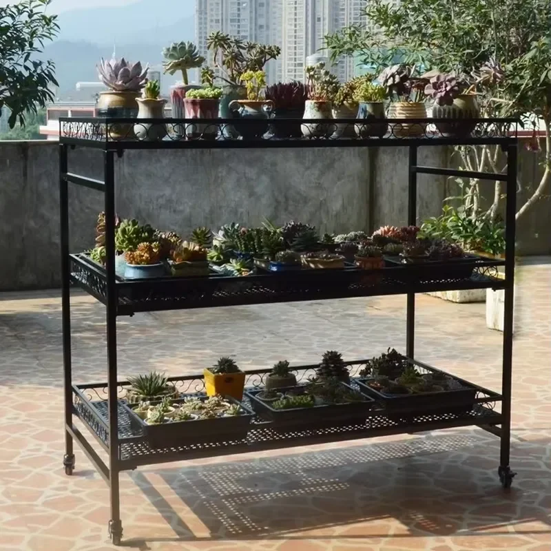 Specialized Succulent Plant Rack Multi-layer with Wheels Plant Storage Shelf Small Plant Display Rack for Flower Shops