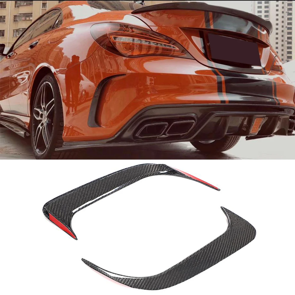 Car Rear Bumper Splitters Canards For Mercedes-Benz W117 C117 CLA250 260 CLA45 AMG 2014-2019 Rear Air Vent Trim Carbon Fiber