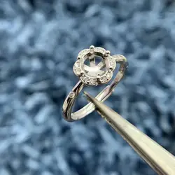 MeiBaPJ Inlay 5*5/6.5*6.5mm S925 Sterling Silver DIY Empty Ring Flower Holder Women Fine Weddings Full Diamond Jewelry