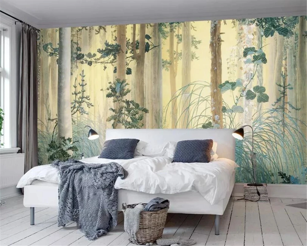 Custom Photo 3D wallpaper mural hand-painted forest flower oil painting Living room sofa TV background bedroom restaurant tree