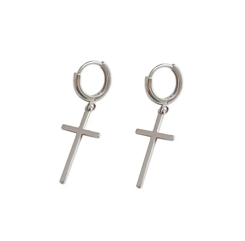 XIYANIKE Simple Cross Drop Dangle Hoop Earrings For Men Women New Fashion Trendy Unisex Jewelry Gift Party серьги 2022