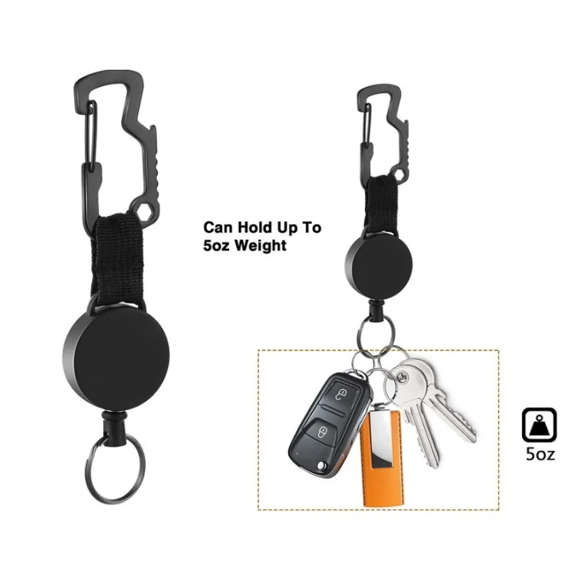 Heavy Duty Retractable Key Chain Anti-theft Keychain with Carabiner Max Extending Length 23'' Retractable Badges Holder