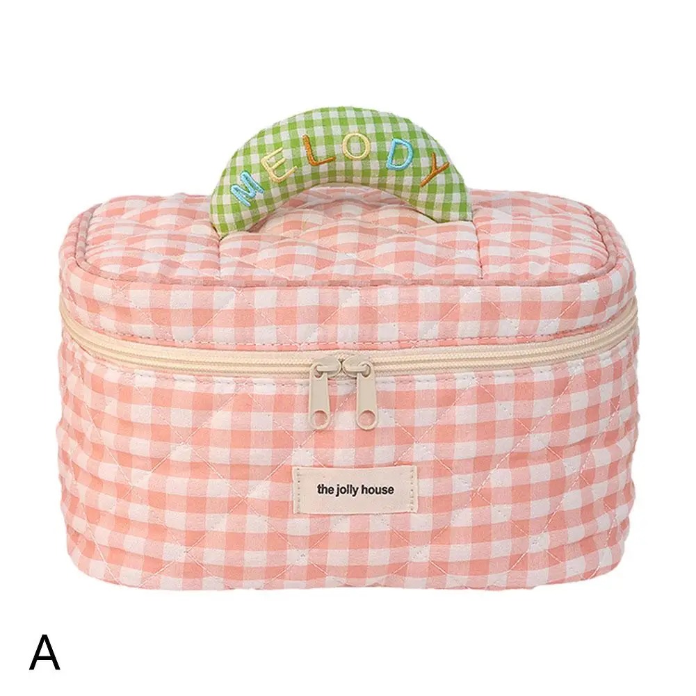 New Cute Lattice Cosmetic Bag Large Capacity High-Looking Storage Bags Practical Tool Portable Organizer Waterproof Makeup J7C3