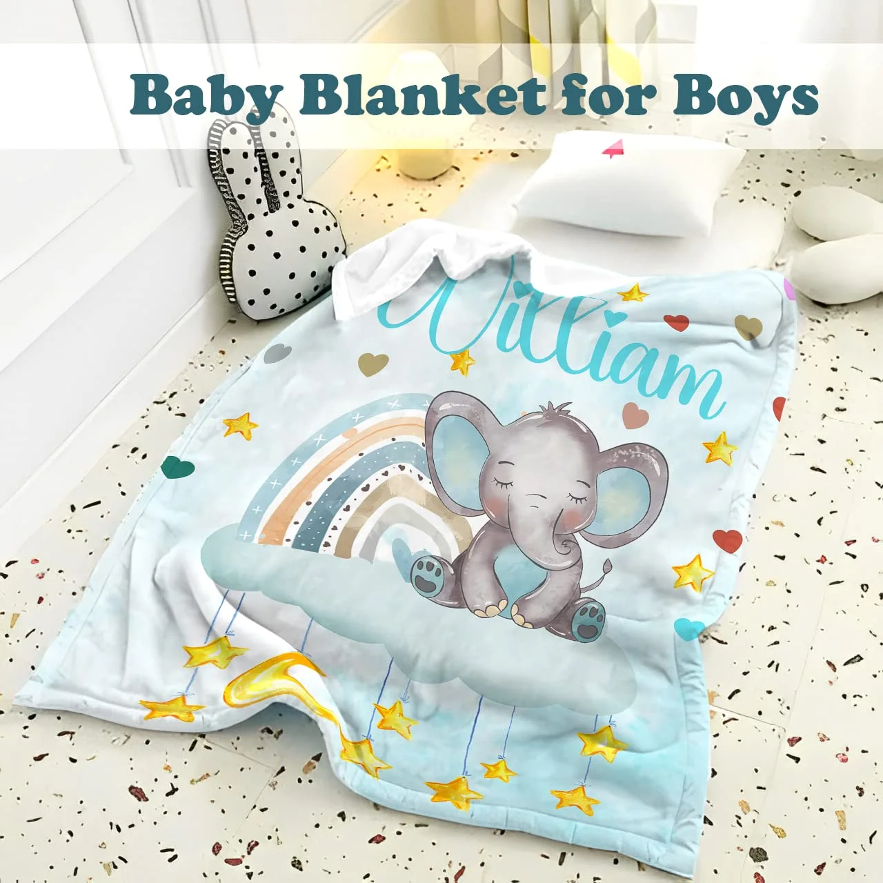 

Фланелевое одеяло VIKAMA с рисунком слона, мягкое и теплое, подходит для взрослых и детей, с рисунком луны и облаков