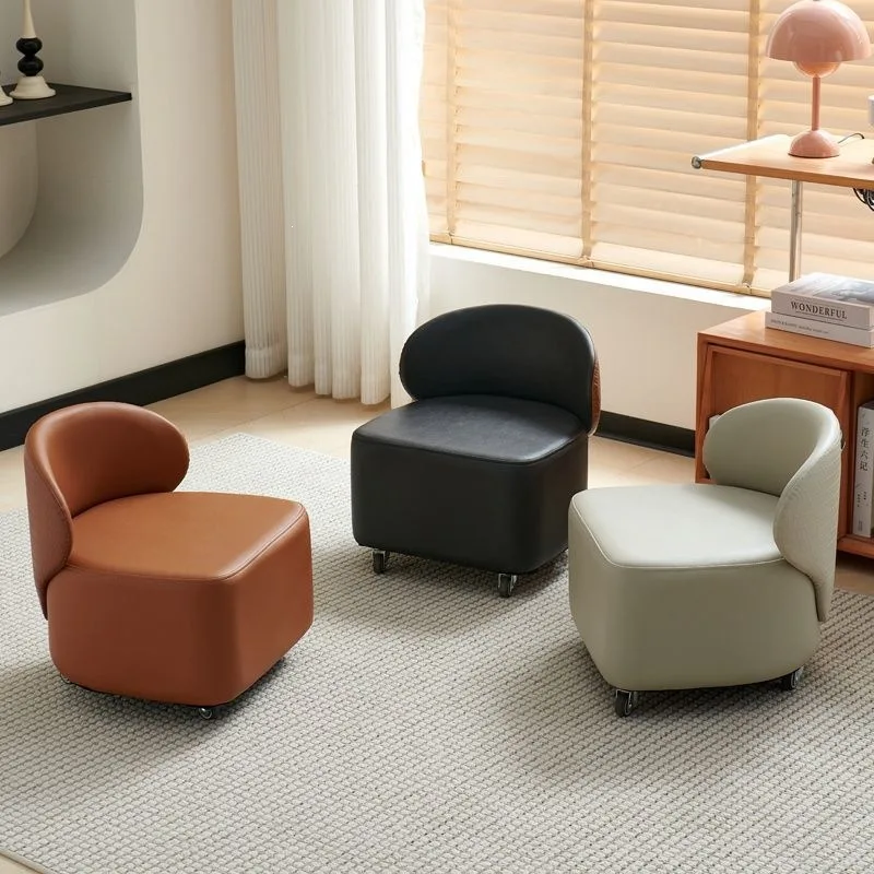 

Sliding Single Chair Creative Leisure Chair Genuine Leather Single Low Stool Bathroom Chair Step Stool Foot Stool
