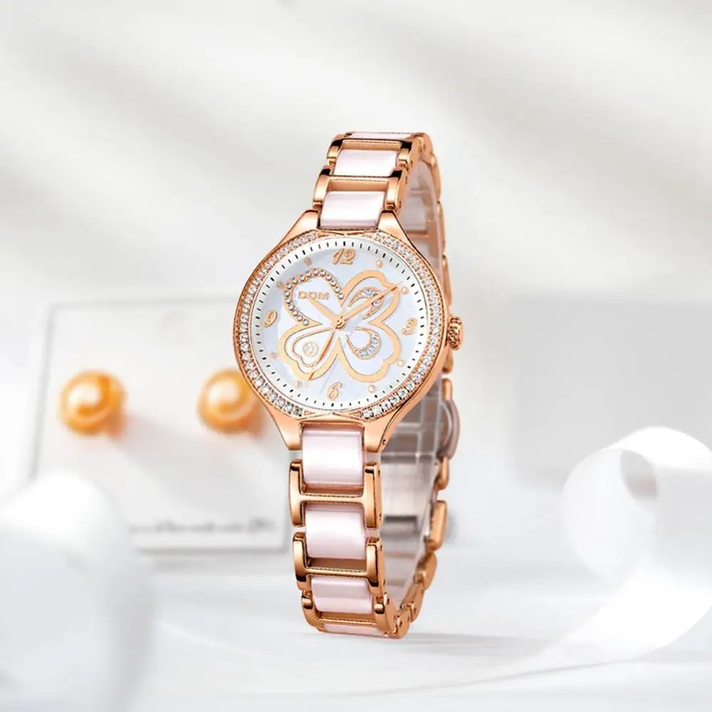 DOM Fashion Simplicity Women Diamonds Wrist Watches Ceramics Watchband Top Brand Dress Ladies Geneva Quartz Clock G-1271G