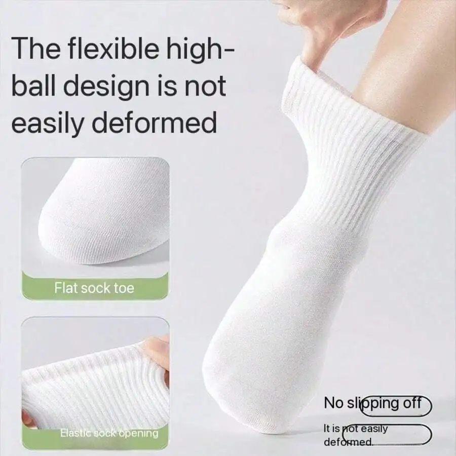 5/10/20 Pairs Unisex Crew Socks Men Women Breathable Ribbed Casual Athletic Socks Solid Black White Daily Basic Couple Sock All Season High Quality Comfortable Multipack Lot