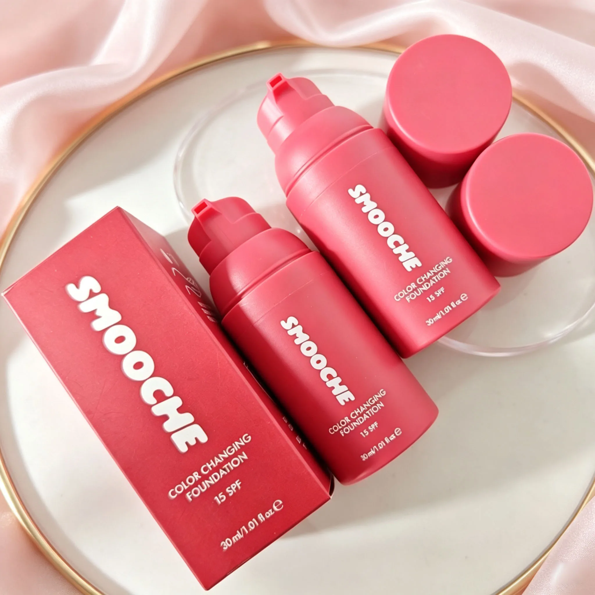 Fashion Smooche Color Changing Foundation SPF15 Skin Tone Adaptive Liquid Foundation Long Lasting Moisturize Concealer Cosmetics